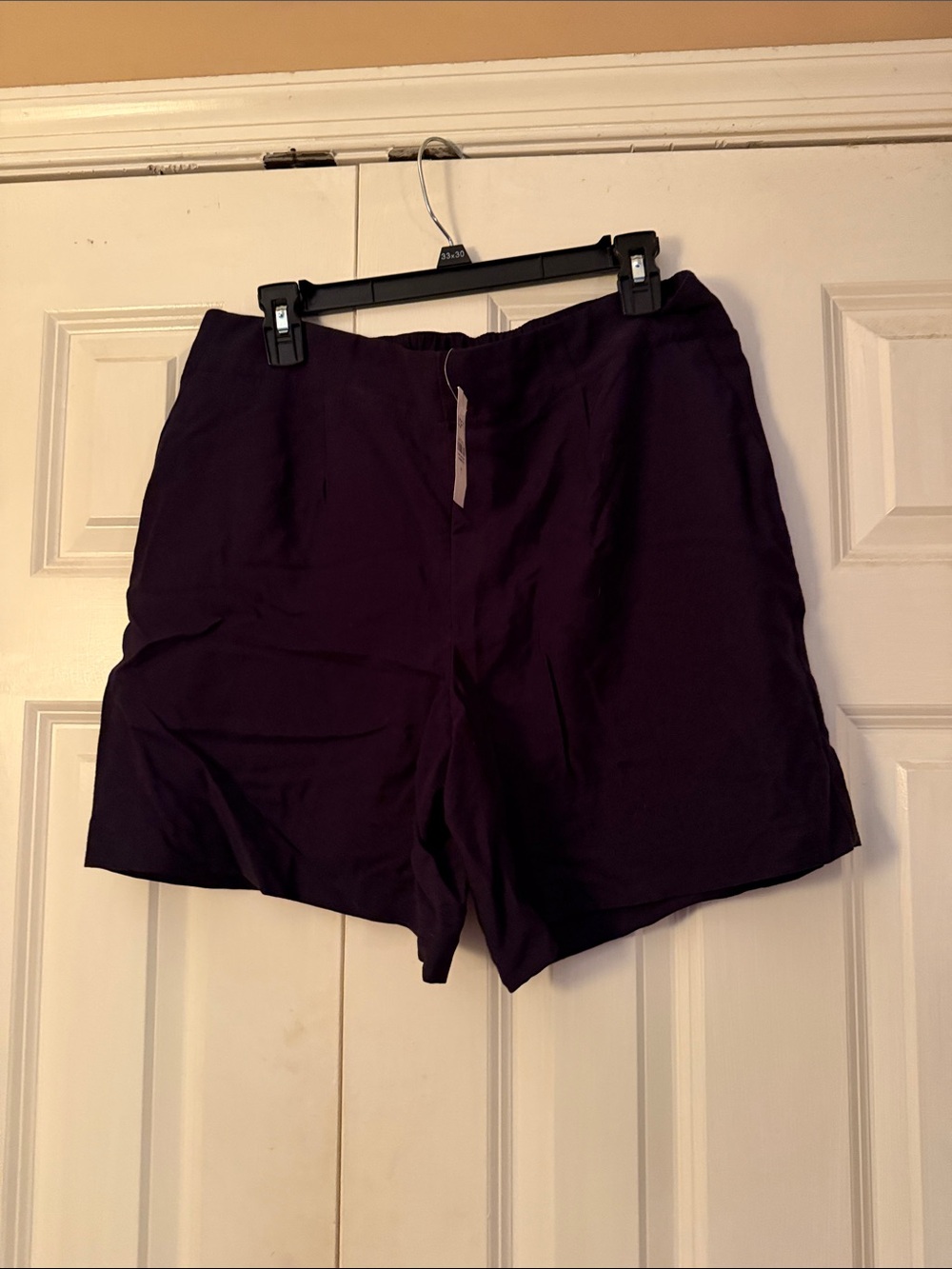LOFT High-Waist Tailored Shorts in Deep Purple